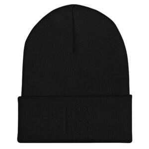Black Embroidered Logo Cuffed Beanie
