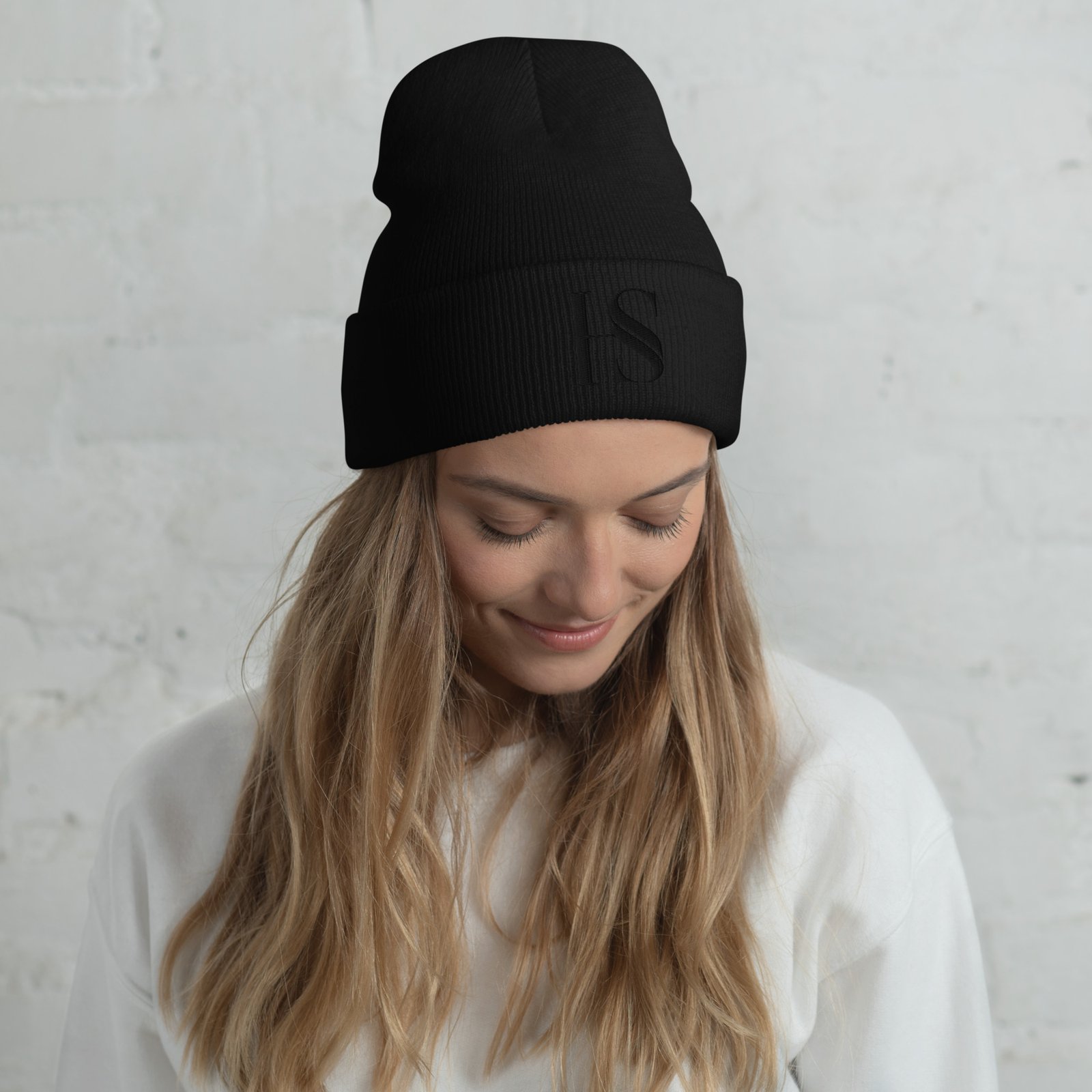 Black Embroidered Logo Cuffed Beanie - Image 3