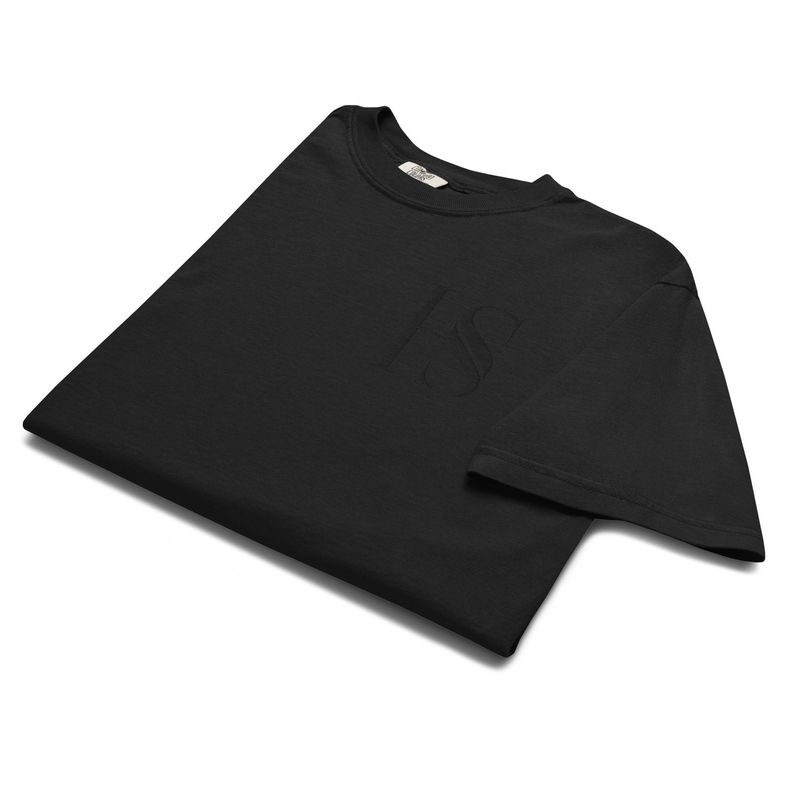 Unisex Black Embroidered Logo Heavyweight T-Shirt - Image 10