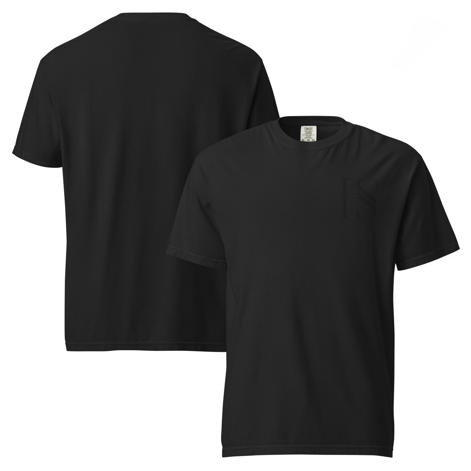 Unisex Black Embroidered Logo Heavyweight T-Shirt - Image 5