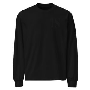 Unisex Black Embroidered Logo Long Sleeved Shirt