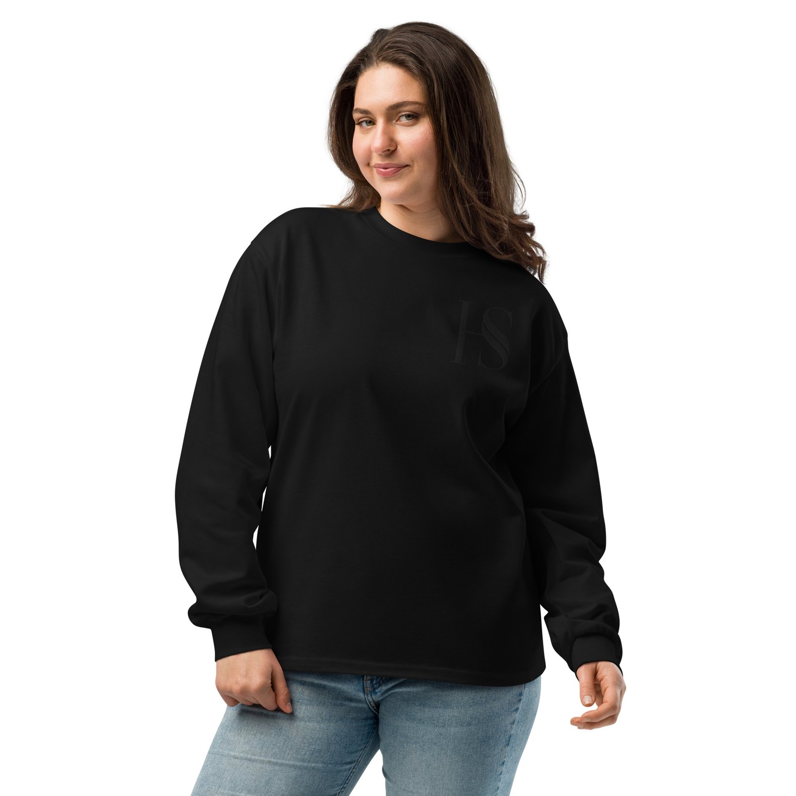 Unisex Black Embroidered Logo Long Sleeved Shirt - Image 4