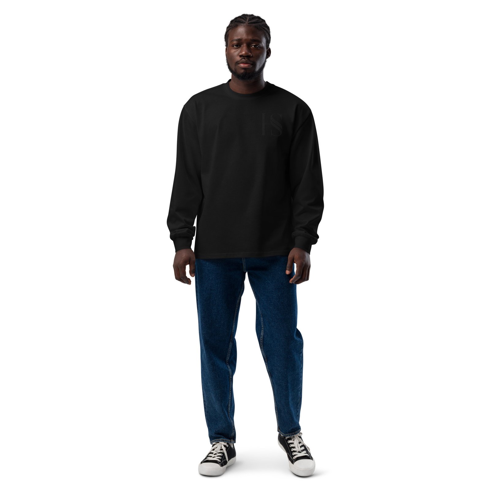 Unisex Black Embroidered Logo Long Sleeved Shirt - Image 6