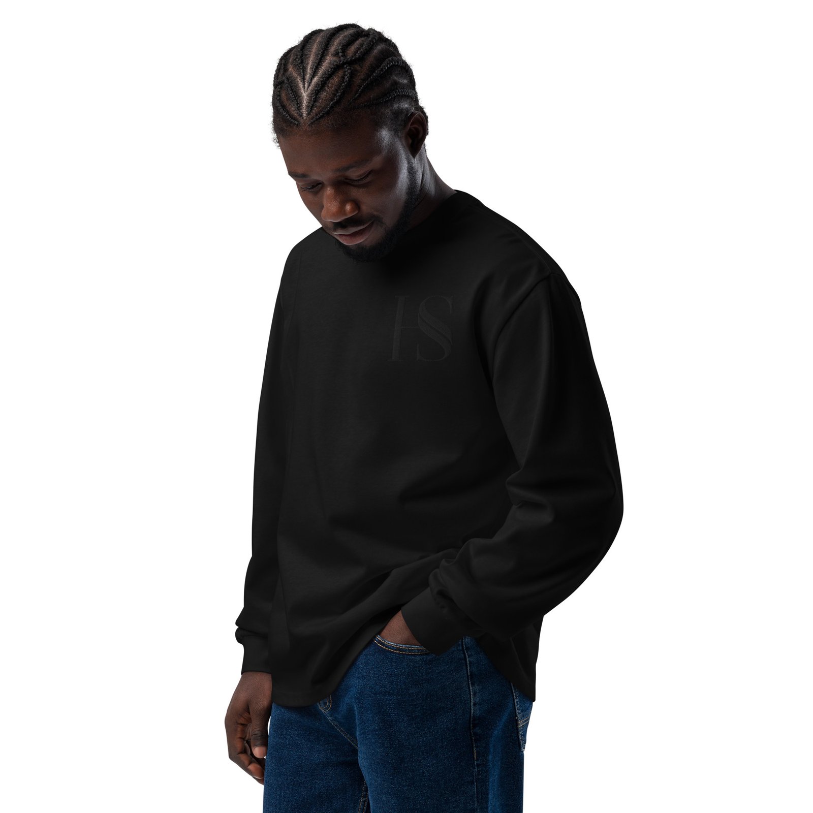 Unisex Black Embroidered Logo Long Sleeved Shirt - Image 7