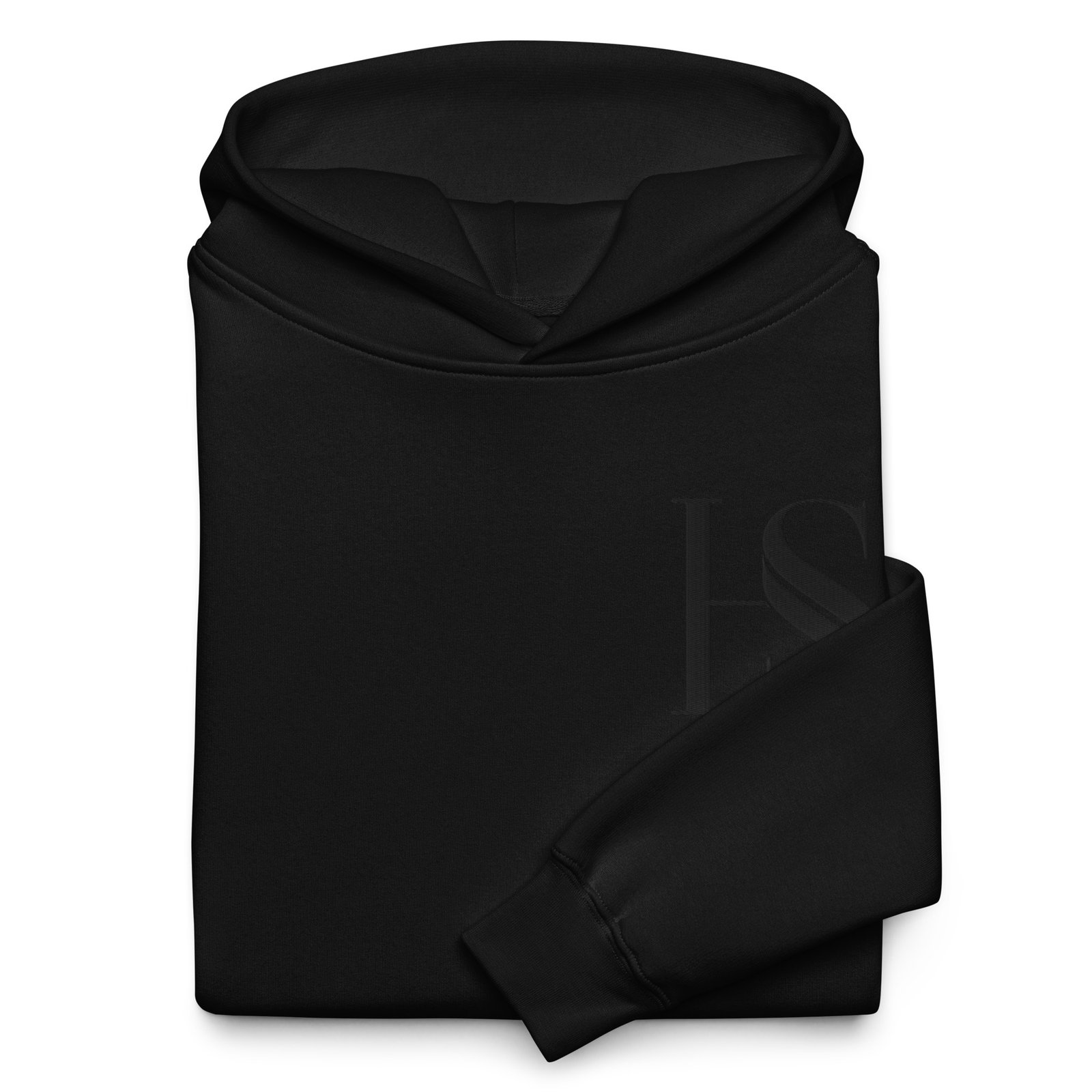 Unisex Black Embroidered Logo Oversized Hoodie - Image 3