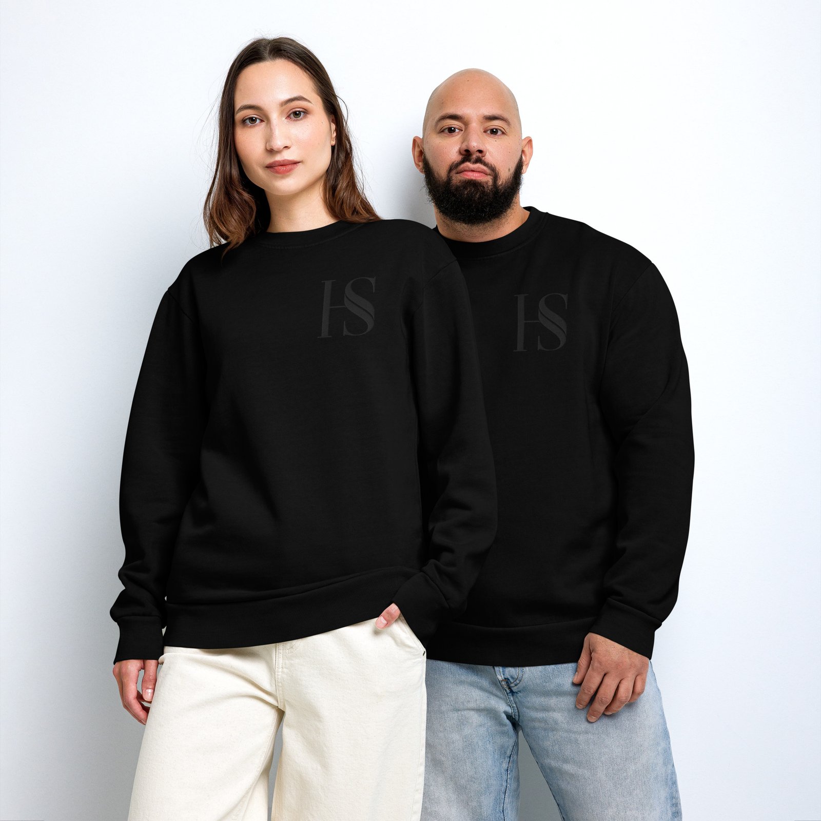 Unisex Black Embroidered Logo Oversized Crewneck - Image 6