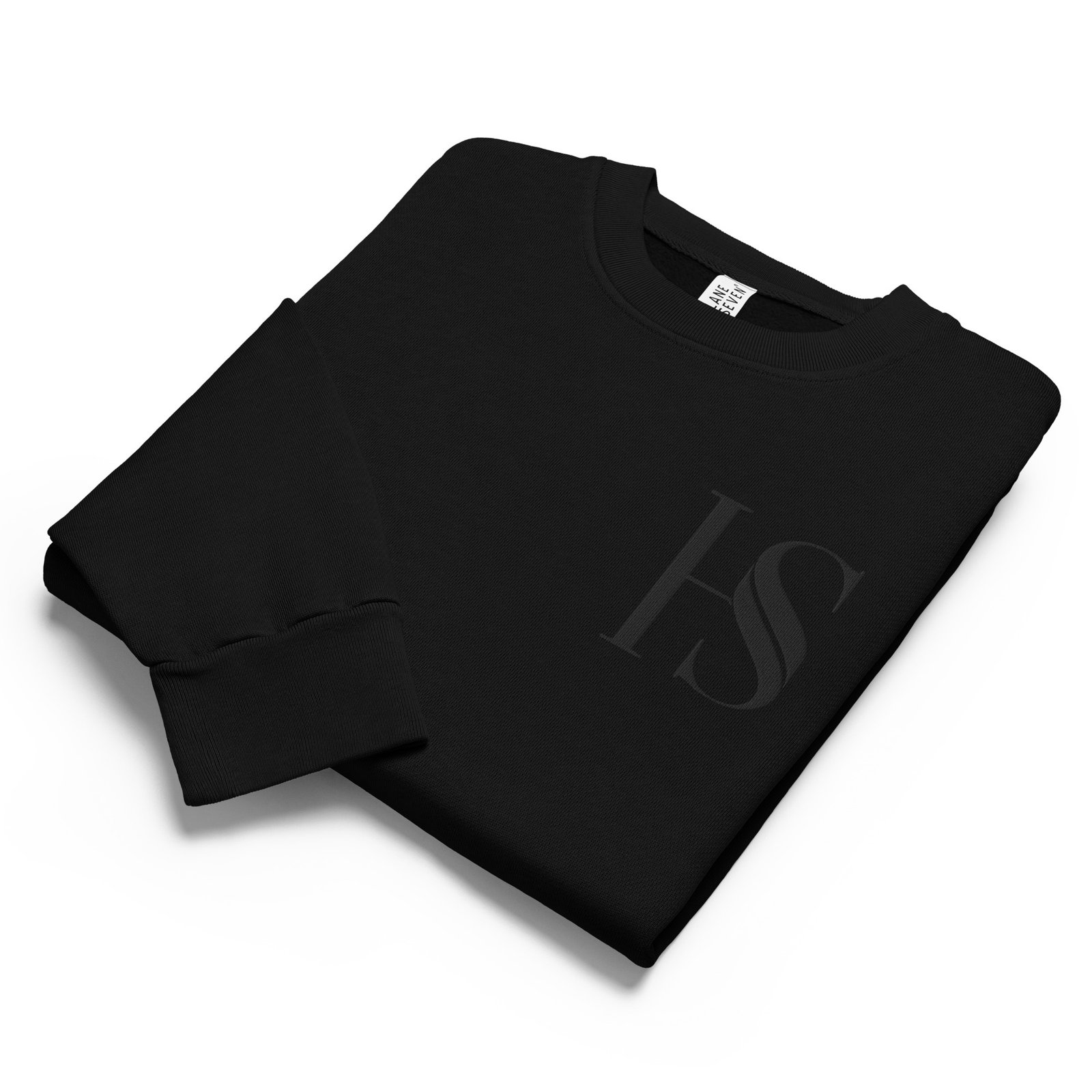 Unisex Black Embroidered Logo Oversized Crewneck - Image 5