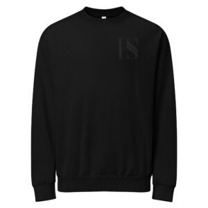 Unisex Black Embroidered Logo Oversized Crewneck